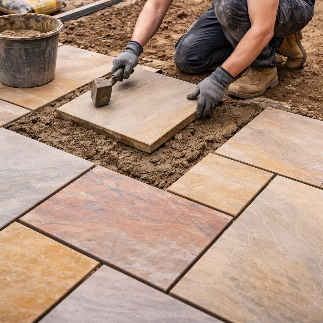 CL Driveway Specialists laying an Indian Stone patio