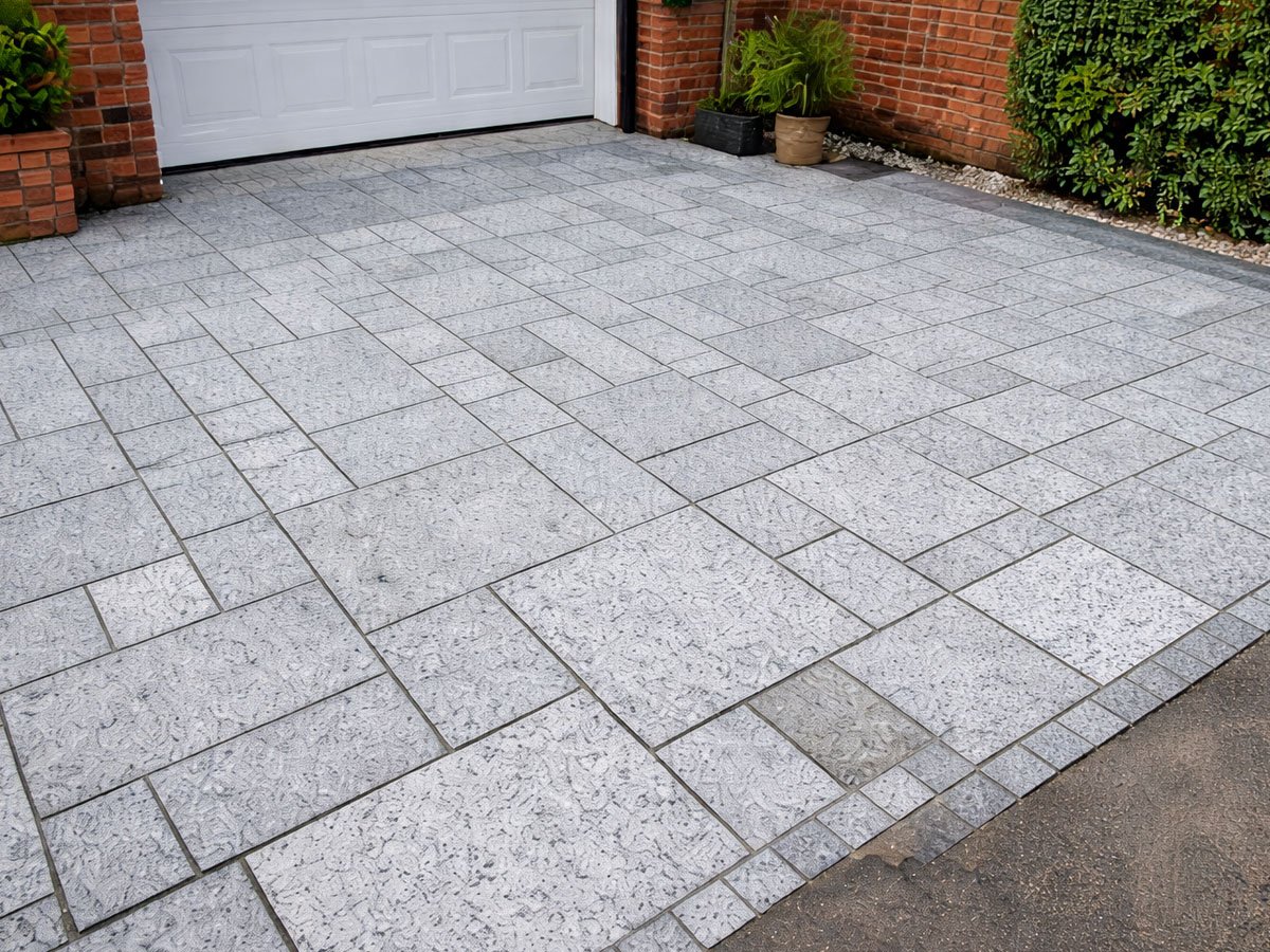 Slate Flag Patio in Driveway in Heckmondwike